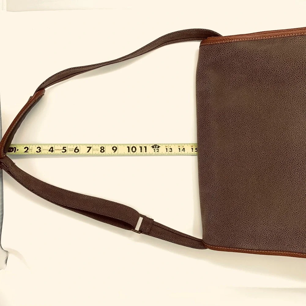 Grey Brown Pebbled Messenger Bag Professional Laptop Satchel Adjustable Strap